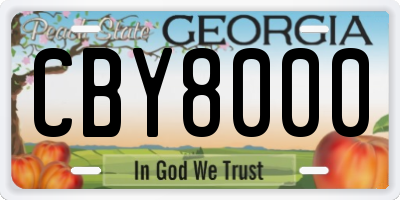 GA license plate CBY8000