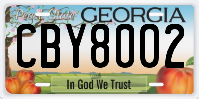 GA license plate CBY8002