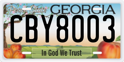 GA license plate CBY8003
