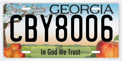 GA license plate CBY8006