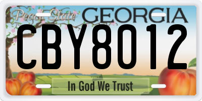 GA license plate CBY8012