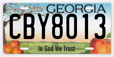 GA license plate CBY8013