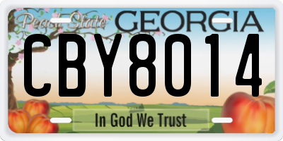 GA license plate CBY8014