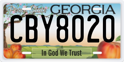 GA license plate CBY8020