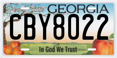 GA license plate CBY8022