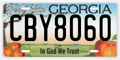 GA license plate CBY8060