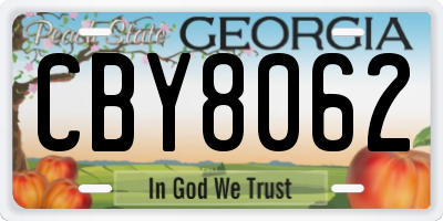 GA license plate CBY8062
