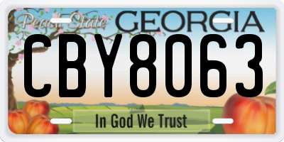 GA license plate CBY8063