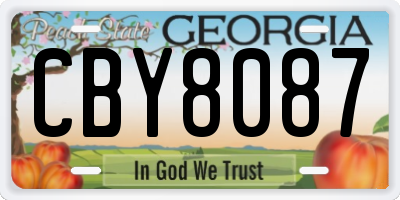 GA license plate CBY8087