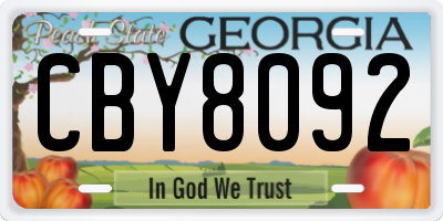 GA license plate CBY8092