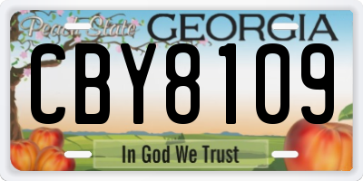 GA license plate CBY8109