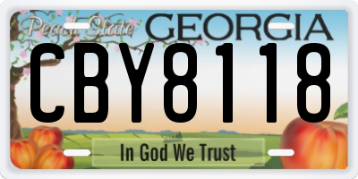 GA license plate CBY8118