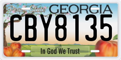 GA license plate CBY8135
