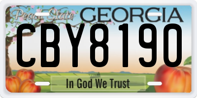 GA license plate CBY8190
