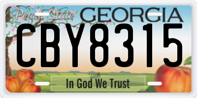 GA license plate CBY8315