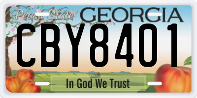GA license plate CBY8401
