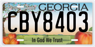 GA license plate CBY8403
