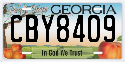 GA license plate CBY8409