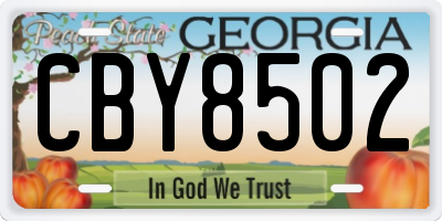 GA license plate CBY8502