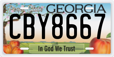 GA license plate CBY8667