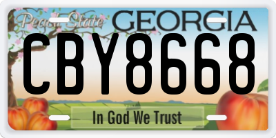 GA license plate CBY8668