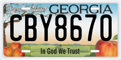 GA license plate CBY8670
