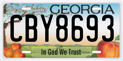 GA license plate CBY8693