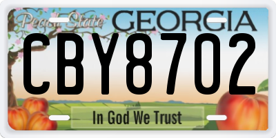 GA license plate CBY8702