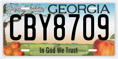 GA license plate CBY8709