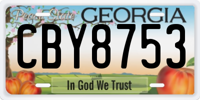 GA license plate CBY8753