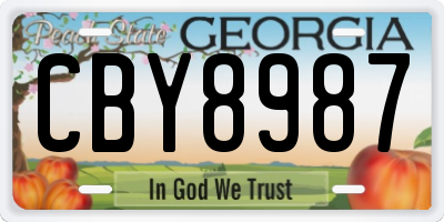 GA license plate CBY8987