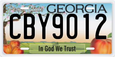 GA license plate CBY9012