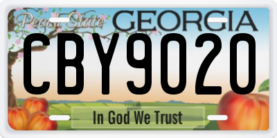 GA license plate CBY9020