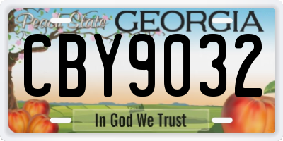 GA license plate CBY9032