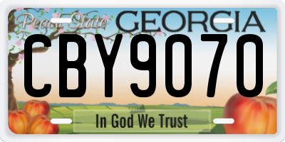 GA license plate CBY9070