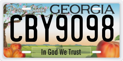 GA license plate CBY9098