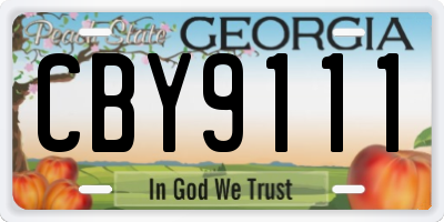 GA license plate CBY9111