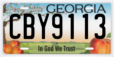 GA license plate CBY9113