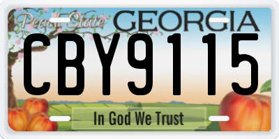 GA license plate CBY9115