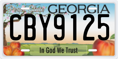 GA license plate CBY9125