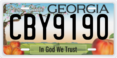 GA license plate CBY9190