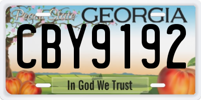 GA license plate CBY9192