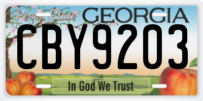 GA license plate CBY9203