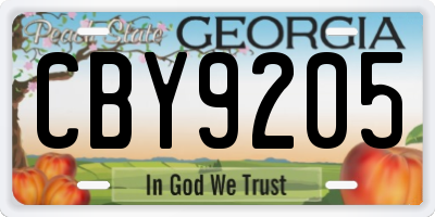GA license plate CBY9205