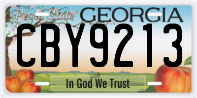 GA license plate CBY9213