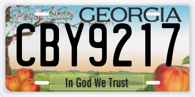 GA license plate CBY9217