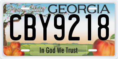 GA license plate CBY9218