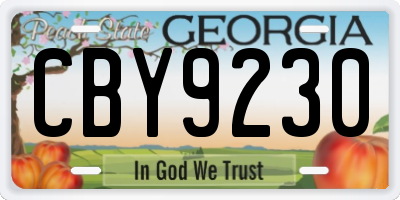 GA license plate CBY9230