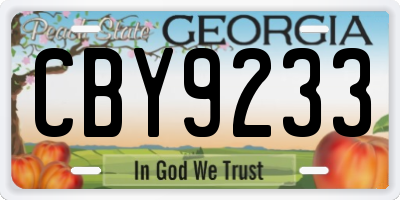 GA license plate CBY9233