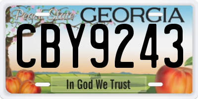 GA license plate CBY9243